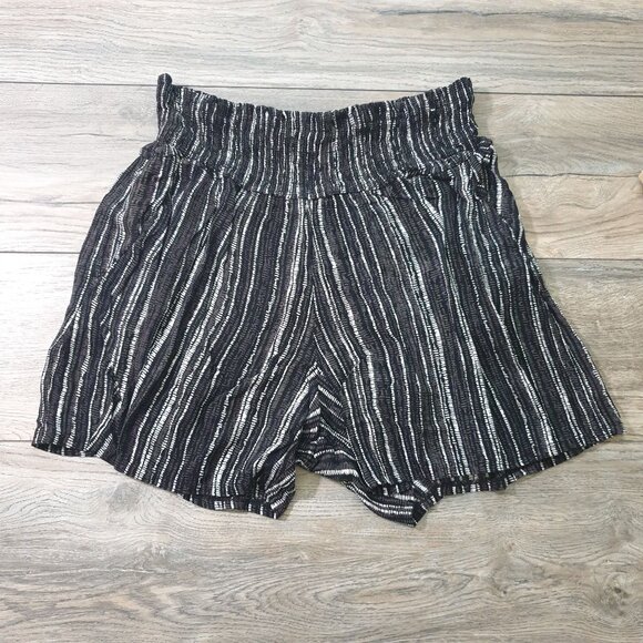 Threedots Pants - Threedots Women Shorts Black White Striped Elastic Waist Shorts XL 28 In Waist